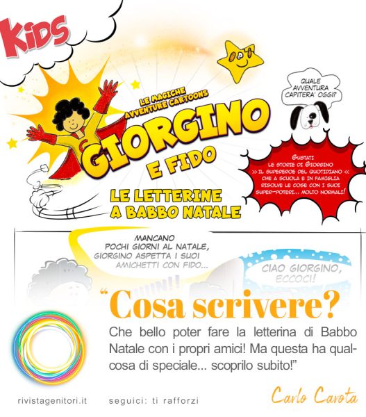 Giorgino e il cane Fido con una letterina per Babbo Natale