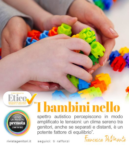 Genitori separati che parlano con il figlio autistico in un ambiente sereno