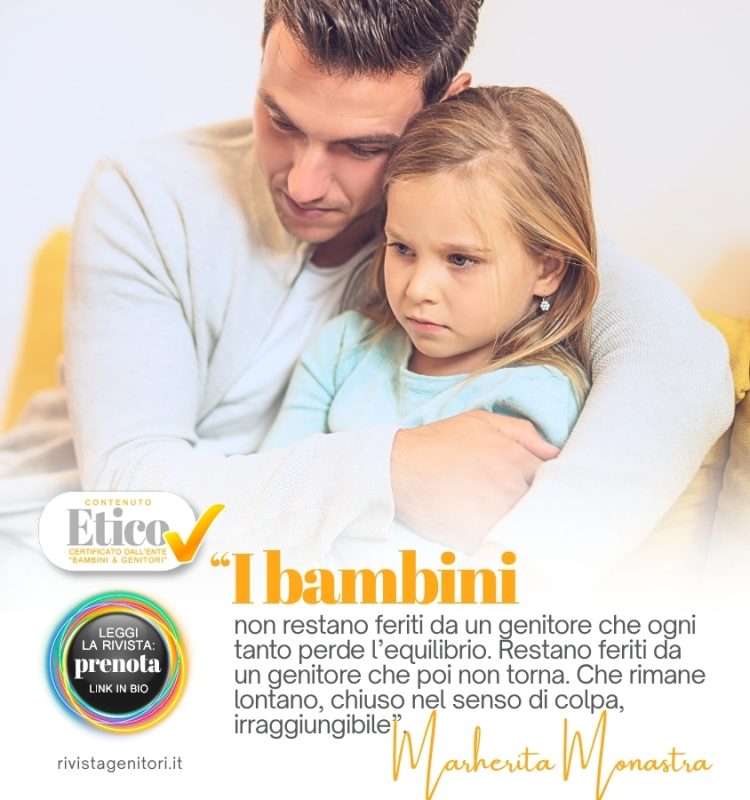 Genitore e figlio che si riavvicinano con un abbraccio dopo un momento di tensione, simbolo della riparazione emotiva e del rafforzamento del legame familiare